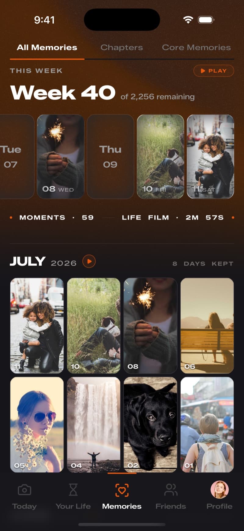 Memories screen